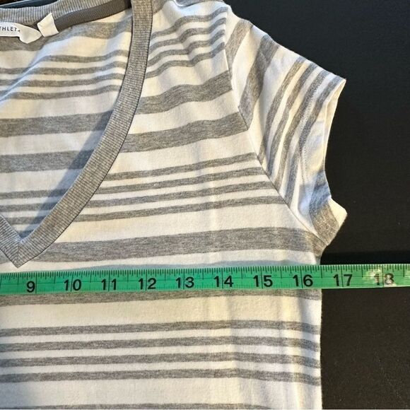 ATHLETA STRIPE TOPANGA RUCHED V NECK ATHLETIC LOUNGEWEAR FITTED FITNESS DRESS S - Picture 7 of 12